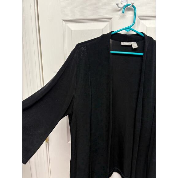 Chico's Travelers Black Cardigan, 3/4 Sleeves, Open Front, Women's Size m - Picture 3 of 6